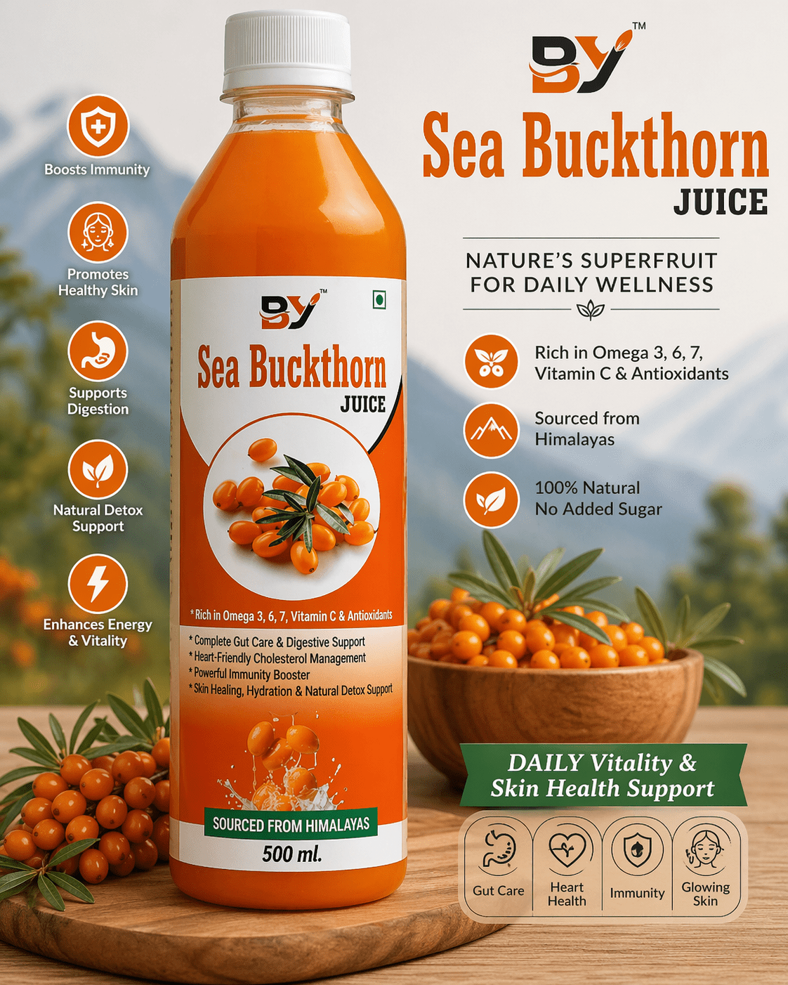 SEABUCKTHORN JUICE | NATURAL SKIN GLOW & IMMUNITY BOOST